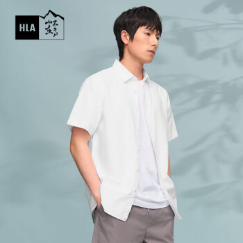 HLA 海澜之家 短袖衬衫男夏季24循迹山不在高系列休闲衬衣男 本白（净色）(13) 170/88A(S)