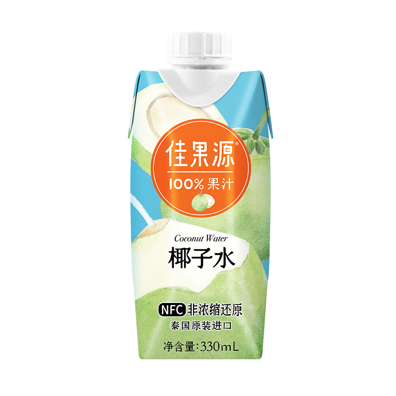 PLUS会员：佳果源 泰国进口椰子水100%NFC 330ml*6瓶 29.2元包邮（双重优惠）