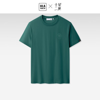 HLA 海澜之家 短袖T恤男女情侣装十二星座透气t恤男 天秤座-深绿