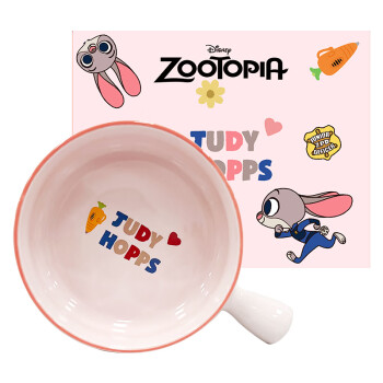 Disney 迪士尼 兔子朱迪手柄泡面碗烤碗个人专用陶瓷酸奶碗水果可爱沙拉碗餐具