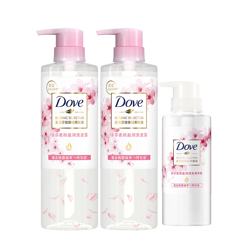 Dove 多芬 天然植萃樱花洗护洗发水470ml*2+护发素270ml 针对毛糙暗淡洗护发 80.82元