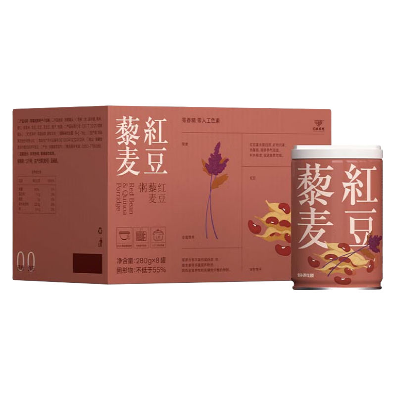 plus会员:同福碗粥 红豆藜麦粥 280g*8罐 19.1元包邮