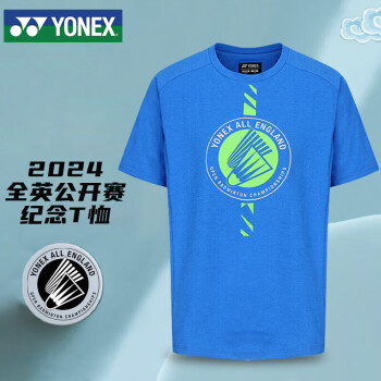 YONEX 尤尼克斯 羽毛球服运动透气短袖T恤男女同款YOB24003EX蓝O/XL 蓝色（男女同款）