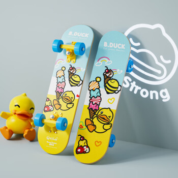 B.Duck小黄鸭儿童滑板四轮双翘板滑板车男女初学者刷街枫木板3-6岁