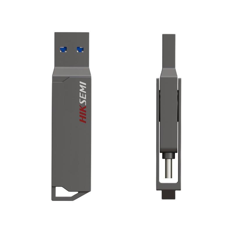 海康威视 X307C USB 3.1 U盘 灰色 128GB USB-A/Type-C双口 49.9元