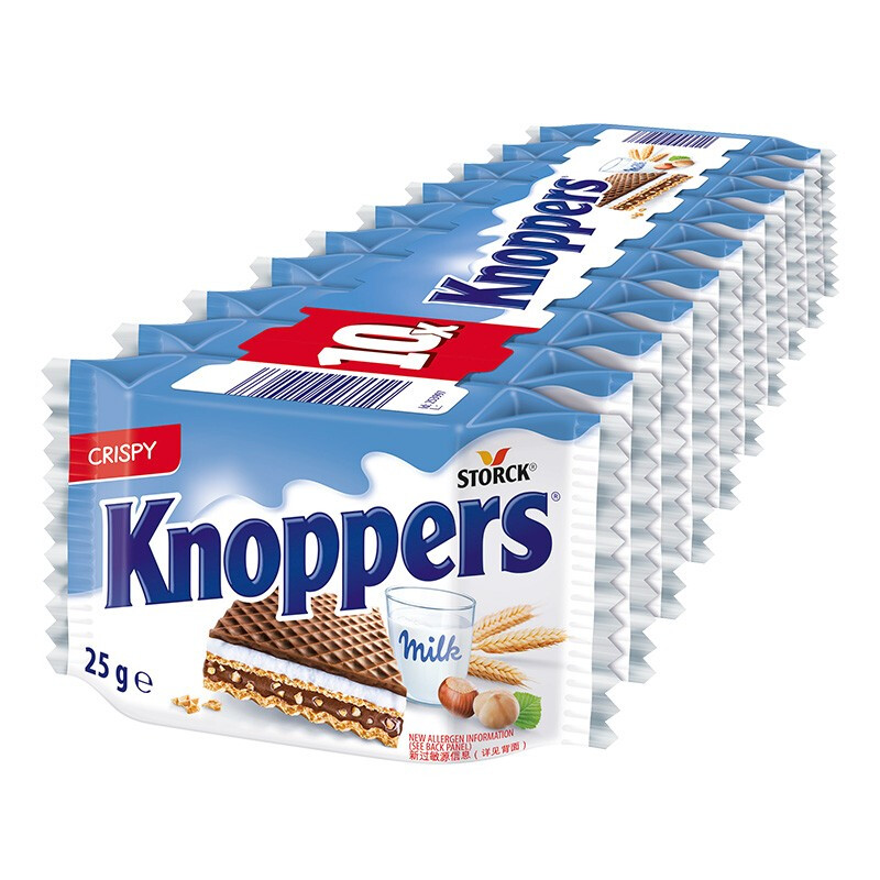 Knoppers 优立享 牛奶榛子巧克力威化饼干 250g 36.9元