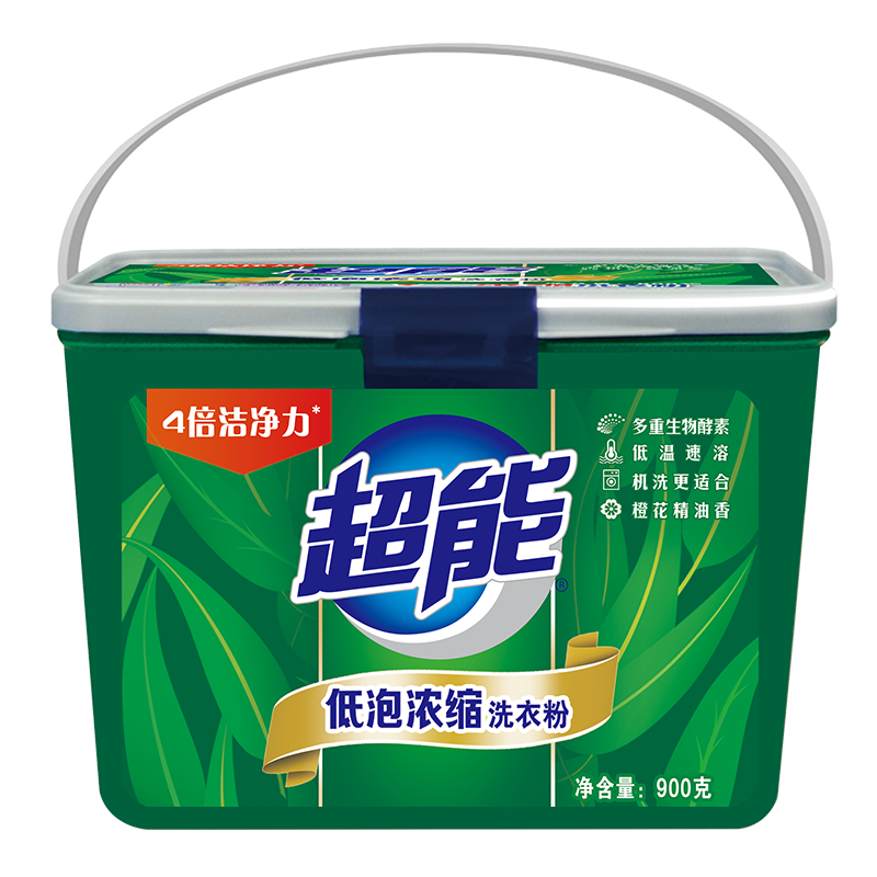 概率券、plus会员：超能 900g超能低泡浓缩洗衣粉 4倍洁净力 低温速溶 低泡易漂  10.91元包邮