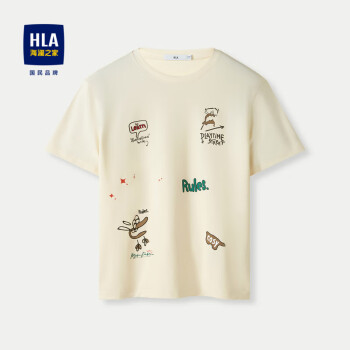 HLA 海澜之家 短袖T恤男24卡通印花弹力圆领短袖男夏季