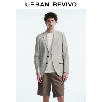 URBAN REVIVO UR2024夏季新款男装绅士商务通勤条纹设计西装外套UMU140024