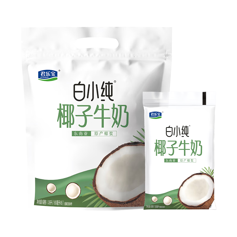 君乐宝（JUNLEBAO）白小纯椰子风味牛奶 180mL*6袋装  11.91元