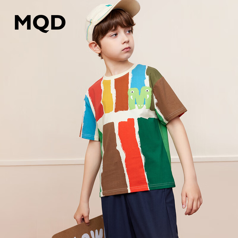 PLUS会员：MQD 男童圆领短袖 艺术感T恤  63.31元包邮（需用券）