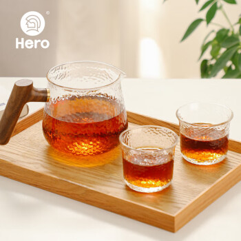 Hero（咖啡器具） Hero日式锤纹壶透明玻璃咖啡壶耐高温茶壶加厚玻璃手冲分享壶400ml（不带杯子