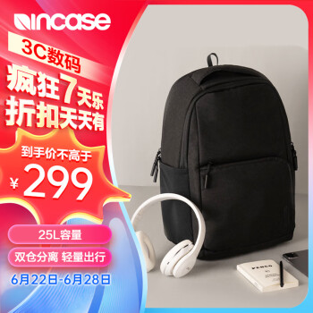 Incase Facet通勤出游电脑包苹果MacBook ProM2/1苹果笔记本电脑背包16英寸时尚双肩包 黑色大容量容量25L