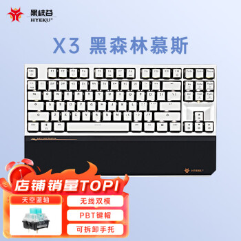 Hyeku 黑峡谷 X3 87键 2.4G双模机械键盘 黑森林慕斯 凯华BOX天空蓝轴 单光