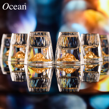 others 其他 Ocean水晶玻璃金箔白酒杯一口杯云吞烈酒杯金山家用酒具6只装