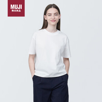 MUJI 無印良品 无印良品（MUJI）女式 天竺织 圆领短袖T恤 白色 L  白色4S