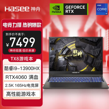 Hasee 神舟 战神TX8R9 13代英特尔酷睿i9 16英寸笔记本电脑