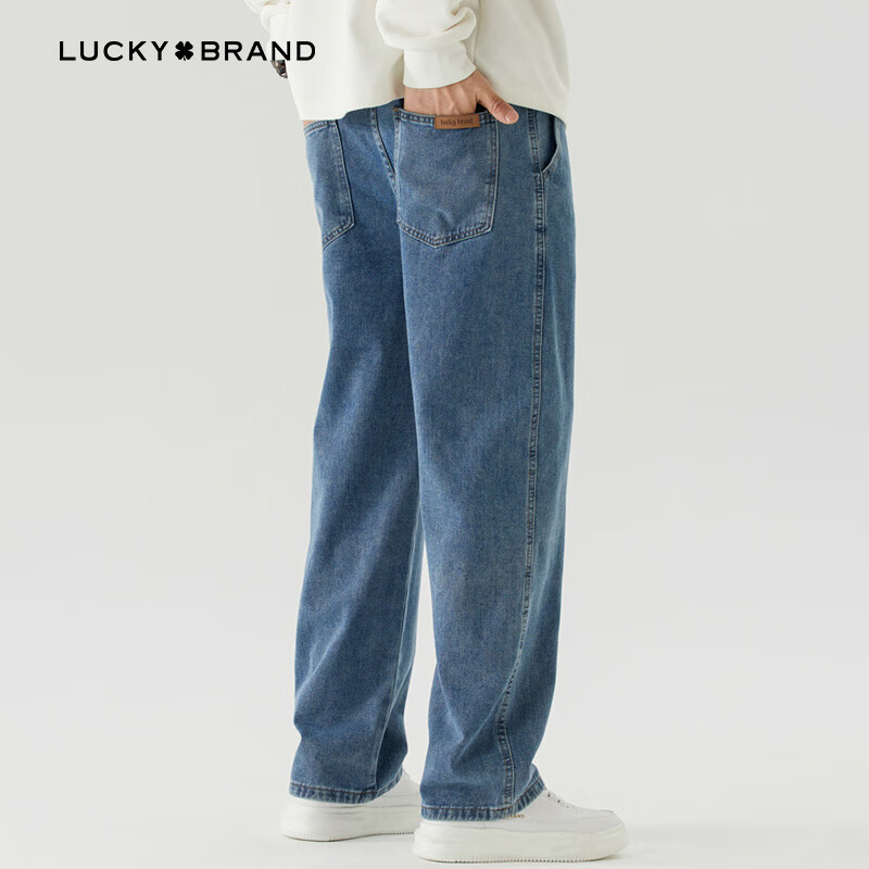 LUCKY BRAND 牛仔裤男夏季男士休闲裤宽松直筒阔腿裤子男潮流美式复古男裤 86元