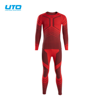 UTO 悠途 滑雪压缩速干衣男款排汗户外运动跑步保暖内衣套装 黑红色 XXL