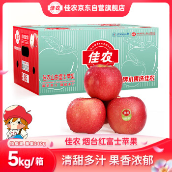 Mr.Seafood 京鲜生 佳农烟台红富士苹果 5kg装 特级果 单果240g 礼盒装 新鲜水果