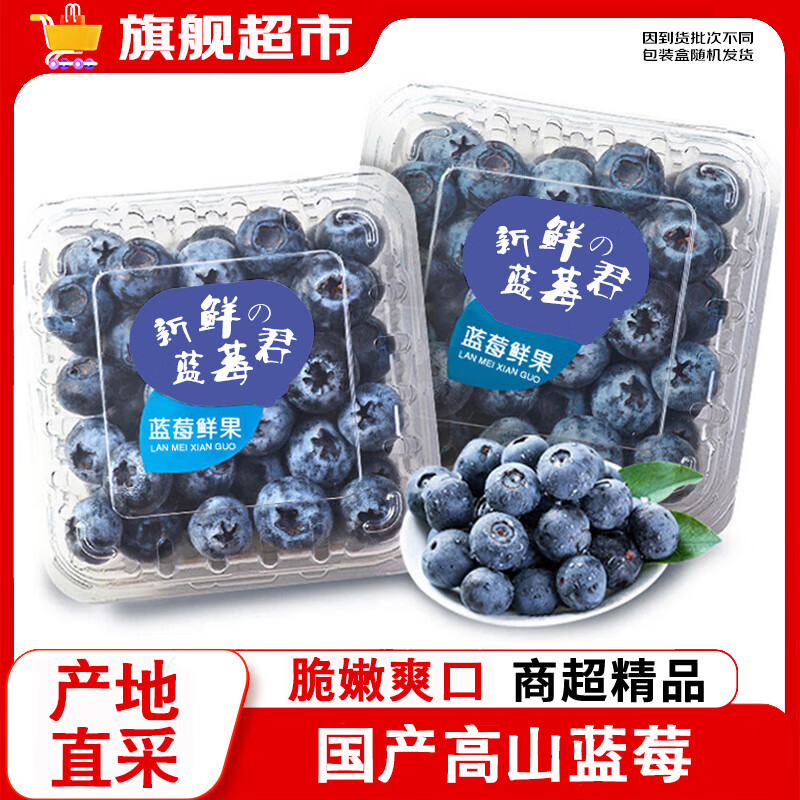 京世泽 国产高山蓝莓 时令蓝莓水果 12盒 15-18mm【大果】 ￥79.9