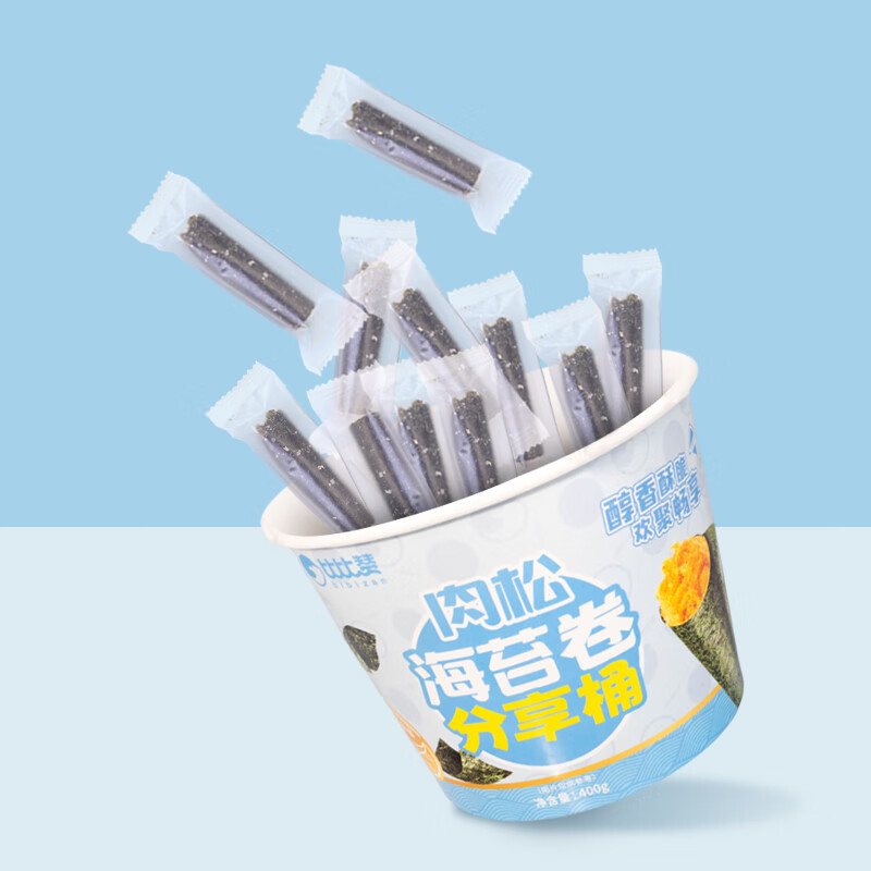 bi bi zan 比比赞 肉松海苔卷分享桶400g 16.66元
