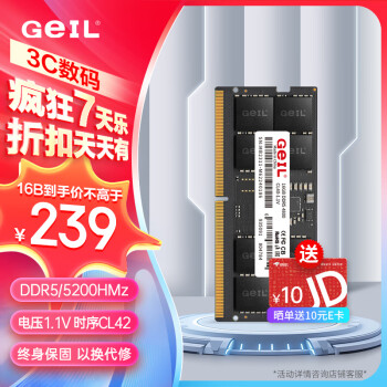 GeIL 金邦 16G DDR5-5200 笔记本内存条 千禧系列