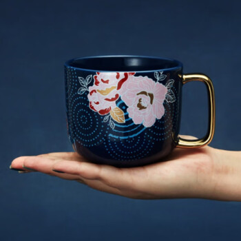 共禾京品 陶瓷马克杯350ml大容量咖啡杯带勺子水杯中国风礼盒 蓝 国风马克杯-蓝色
