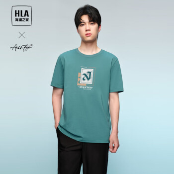 HLA 海澜之家 短袖T恤男24夏季轻商务时尚系列凉感印花短袖男