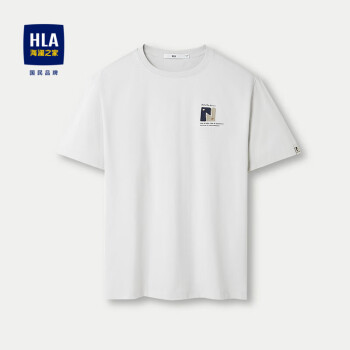 HLA 海澜之家 短袖T恤男24凉感针织圆领贴布绣短袖男夏季
