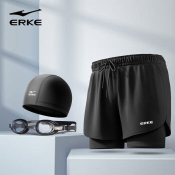 ERKE 鸿星尔克 男士泳镜泳帽泳裤套装速干泳裤 游泳潜水运动专业装备