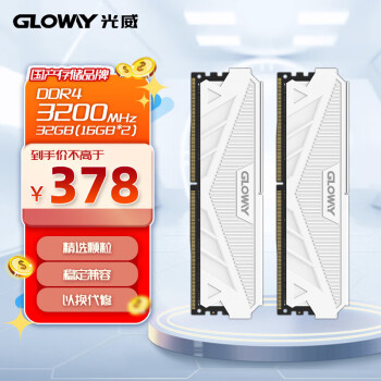 GLOWAY 光威 GW 光威 天策系列 DDR4 3200MHz 马甲条 台式机内存 皓月白 32GB 16GBx2