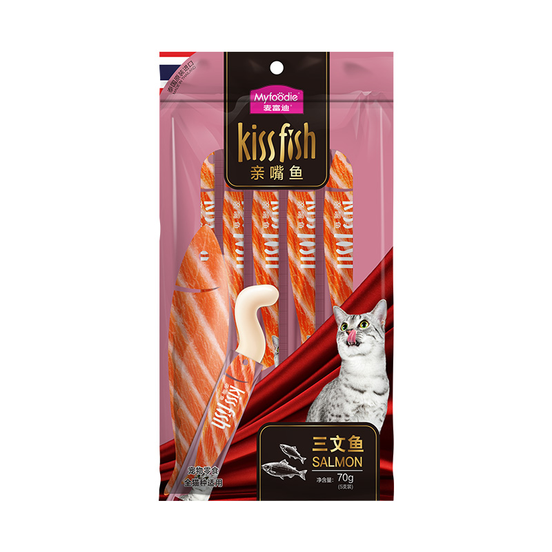 Myfoodie 麦富迪 猫条 成猫幼猫咪猫湿粮猫零食猫条三文鱼味14g*5 2.76元