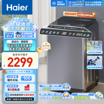 Haier 海尔 ES100B36Plus5 变频波轮洗衣机 10kg 灰色