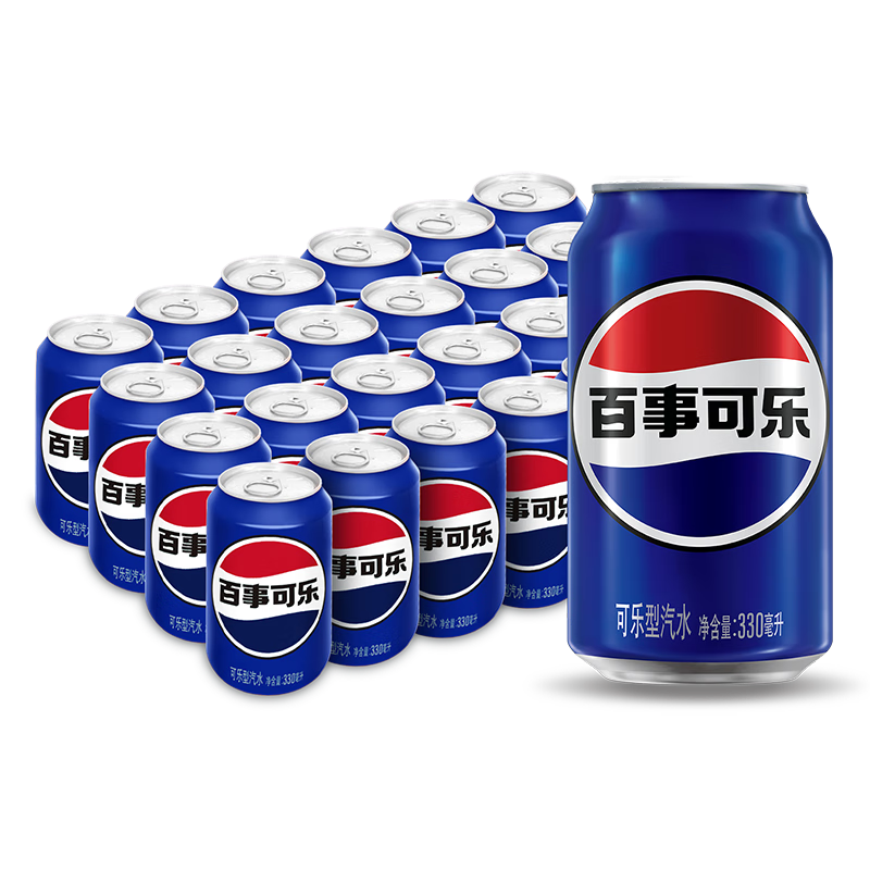 PLUS会员：百事可乐 Pepsi 汽水 碳酸饮料 330ml*24听 *2件 67.22元，合33.61元/件（双重优惠）