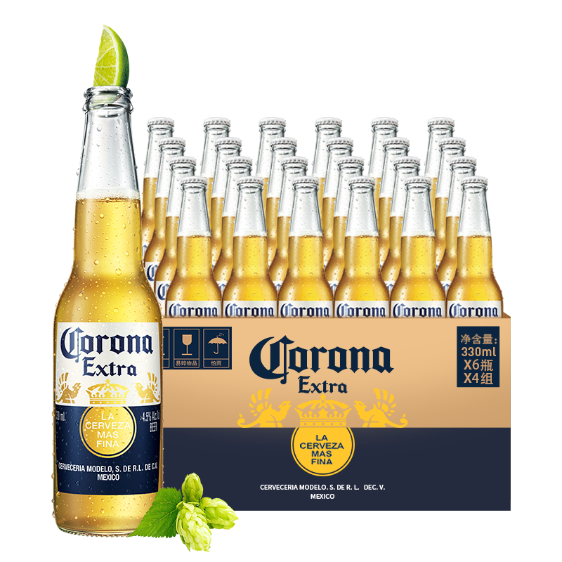 科罗娜（CORONA）百威集团科罗娜啤酒墨西哥风味青柠仪式330ml*24瓶啤酒整箱装 128元