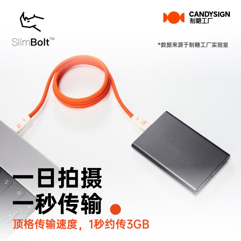 新品发售：candysign 制糖工厂 细霹系列 USB4全功能Type-C数据线 1m 240W 169元（PLSU会员立减到手价更低）