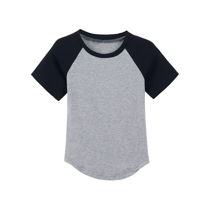 H 不规则插肩袖T恤女2024夏季新款短款修身显瘦短袖设计感学生上衣 灰色 XL 券后24.8元