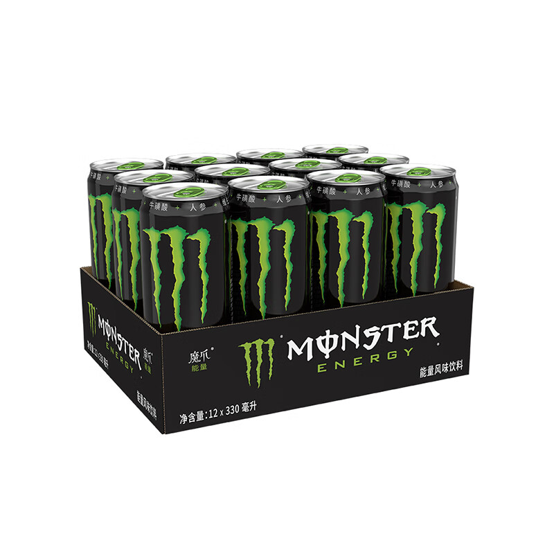 Fanta 芬达 可口可乐Monster 魔爪劲爆能量 原味 维生素功能饮料 330ml*12罐 整箱装 45.9元
