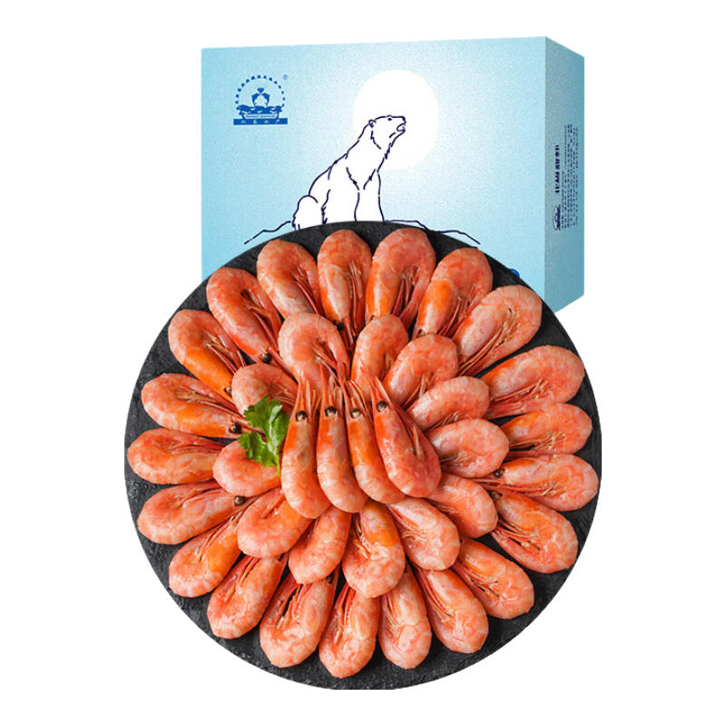 仁豪水产 头籽北极甜虾净重1.5kg（MSC认证）90-120只/kg 60﹪头籽率 即食 99.9元（plus会员98.9元）
