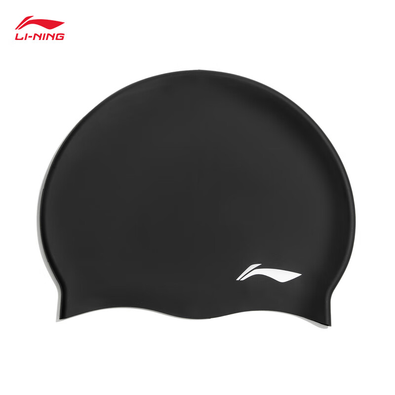 LI-NING 李宁 泳帽款24春季游泳系列简约硅胶不勒头游泳装备ASYU015 黑色-1 F 29元