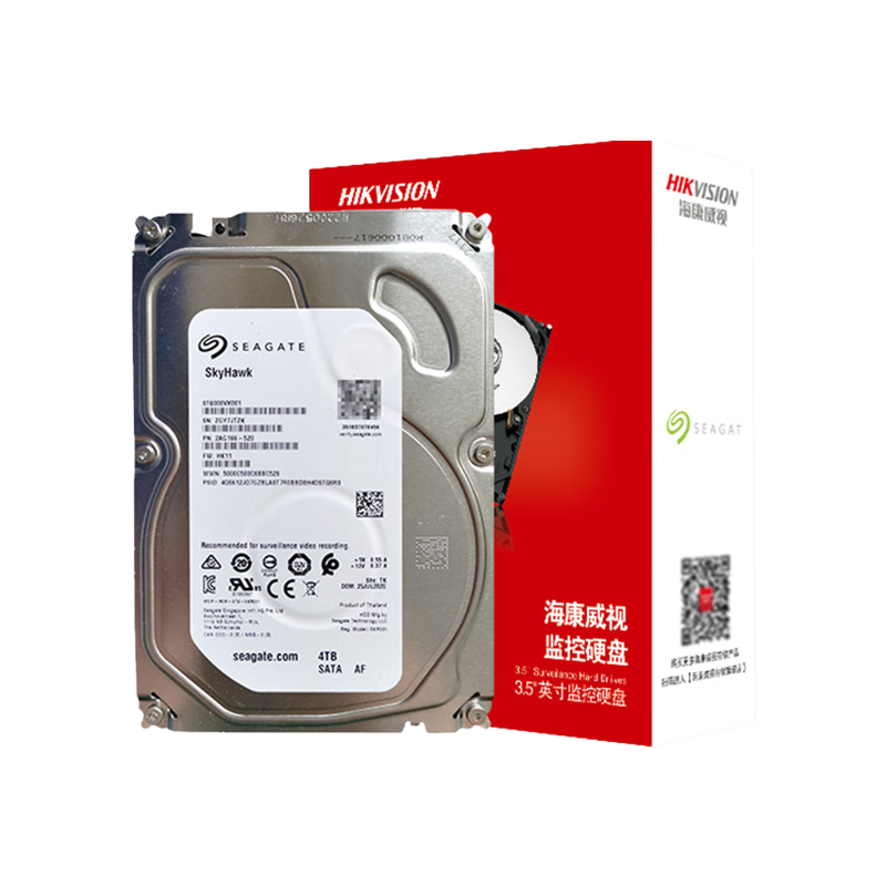 PLUS会员：SEAGATE 希捷 3.5英寸 监控级硬盘 4TB（CMR、5400rpm、256MB）ST4000VX015 537.3元