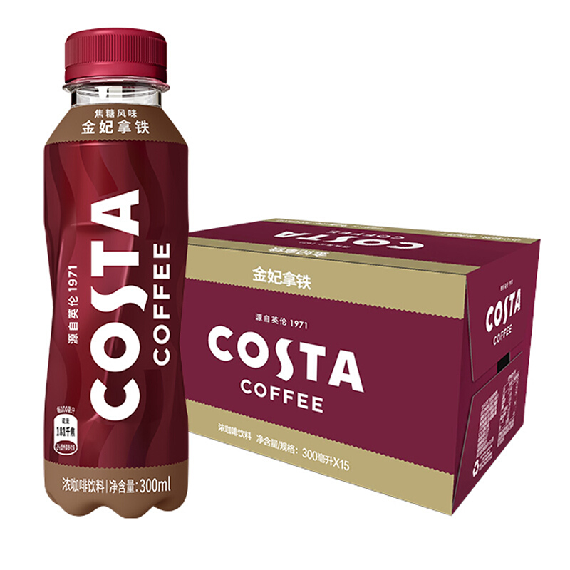 咖世家咖啡 可口可乐（Coca-Cola）COSTA COFFEE 金妃拿铁 浓咖啡饮料 300mlx15瓶 88.5元