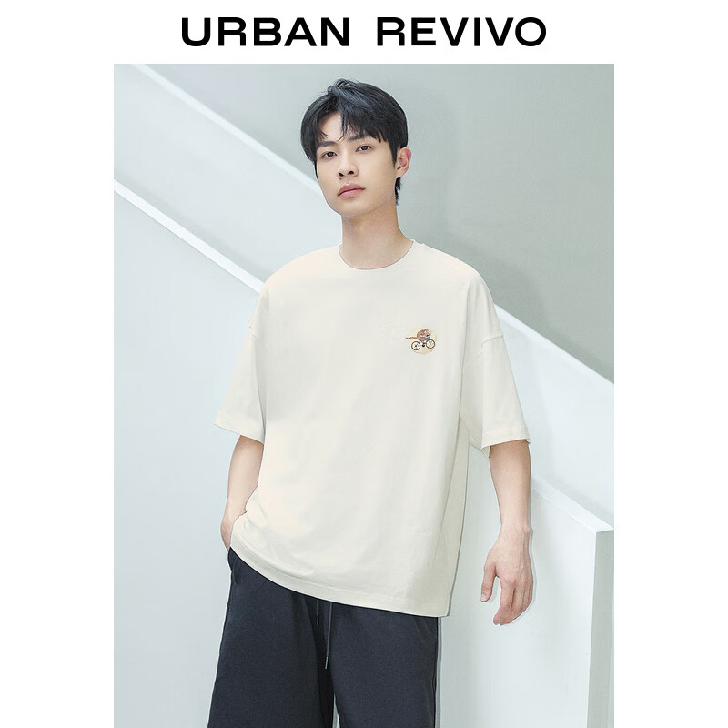 URBAN REVIVO UR2024夏季新款男装趣味休闲萌宠刺绣棉质短袖T恤UMV440073 券后59.5元