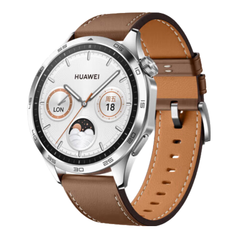 再降价、京东百亿补贴、PLUS会员：HUAWEI 华为 WATCH GT4 智能手表 46mm 山茶棕 真皮表带 1322.36元