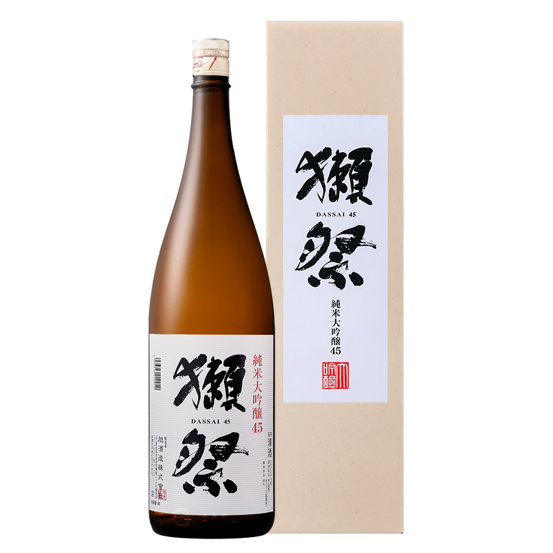 PLUS会员: 獭祭 45四割五分纯米大吟酿清酒 1.8L 日本原装进口 礼盒送礼款 374.81元包邮