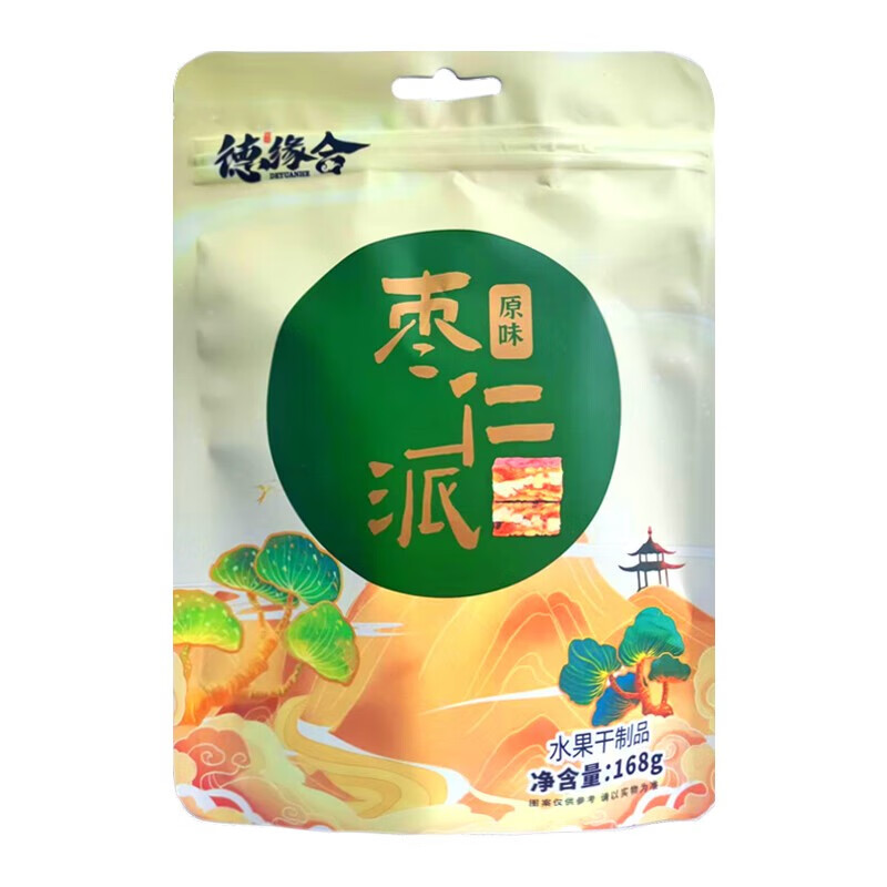 德缘合 枣仁派 枣夹核桃 大枣核桃 红枣零食独立小包装 原味袋*168g ￥1