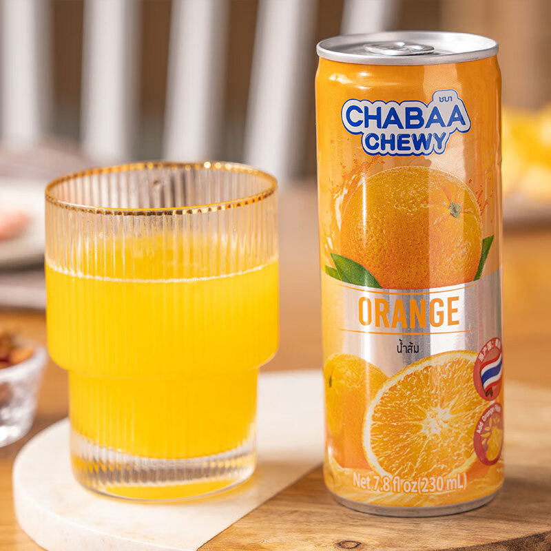 CHABAA 芭提娅 泰国原装 罐装 橙子汁6听230ml 多款可选 券后3.98元