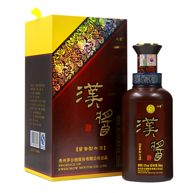 17号晚8点、plus会员立减:茅台（MOUTAI）汉酱酒 酱香型白酒 51度 500ml*1 单瓶装 316.6元包邮