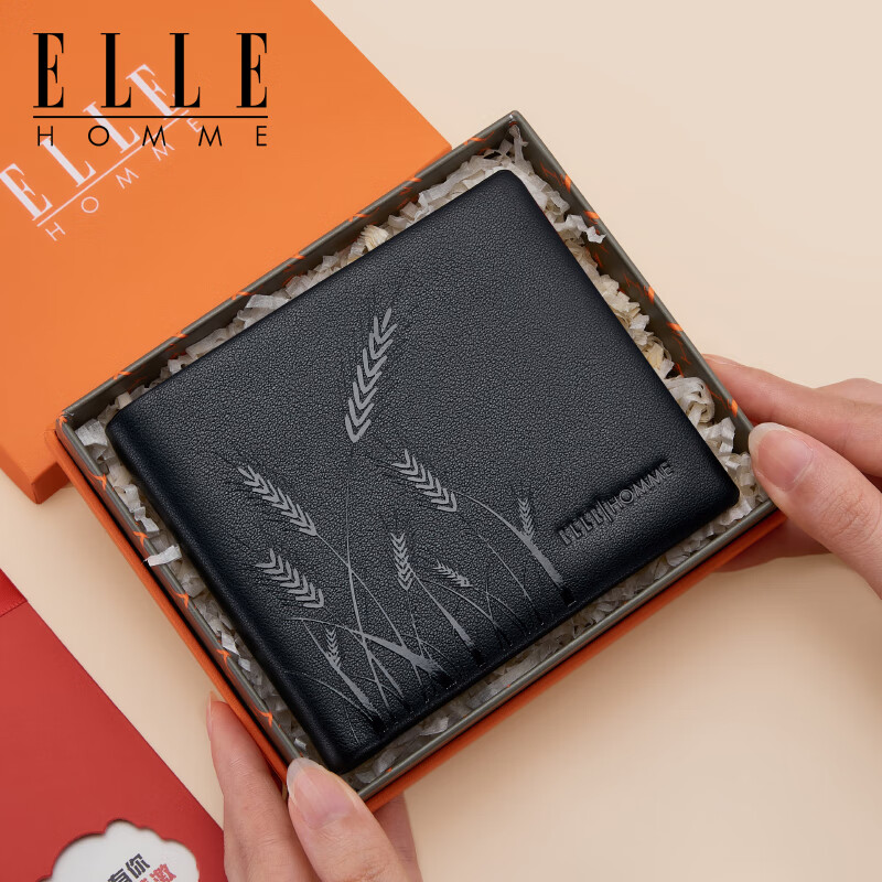 ELLE HOMME 法国品牌男士钱包短款真皮 券后107.81元